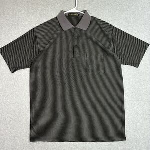 By Joseph Black Pinstripe Polo Shirt Mens L Short Sleeve Retro 80s 90s Style